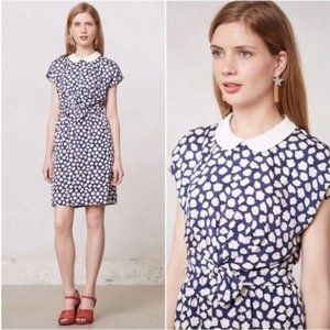 Anthropologie Maeve Dancehall Silk Dress Peter Pan Collar